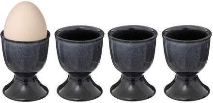 Eierdopjes Blue Stone - set van 4x - donkerblauw - keramiek - 5 x 7 cm