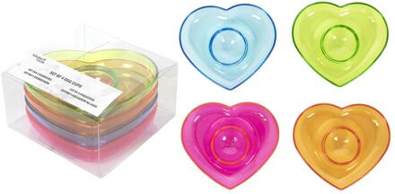Eierdopjes Hart - set van 4x - multi kleuren - kunststof - 9 x 2 cm