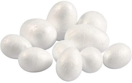 Eieren - 20x - piepschuim - hobby - knutselmateriaal - Paaseieren maken - mix formaten - 10 stuks Wit
