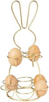 Eieren etagere haas - goudkleurig - ø17x31 cm