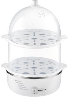 Eierkoker Voor Ontbijt Multifunctionele Eierkoker 220V Huishoudelijke Ontbijt Machine Eieren Stoomboot Auto Power Off wit dubbele laag / Au