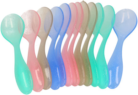 Eierlepels - 12x stuks - kunststof - gekleurd - herbruikbare lepels - Pasen - Ontbijt