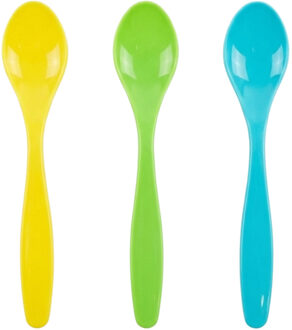 Eierlepels - kunststof - 14 cm - 12x - lepelset - diverse kleuren - ontbijt