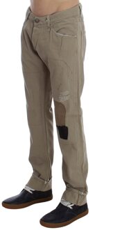 Eight Heren Beige Katoenen Patchwork Jeans
