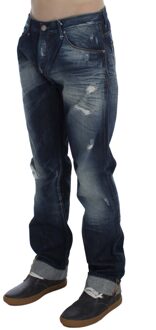 Eight Men's Blue Wash Cotton Denim Regular Fit Jeans - maat Blauw