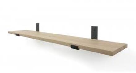 Eiken 18mm wandplank recht 80 x 20 cm met industriele plankdragers