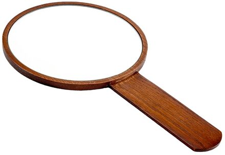 Eiken Massief Hout High Definition Cosmetische Spiegel. Vrouwen Draagbare Make-Up Spiegel. Eenvoudige Stijl Vrouwen Hand-Held Schoonheid Spiegel. donker oak