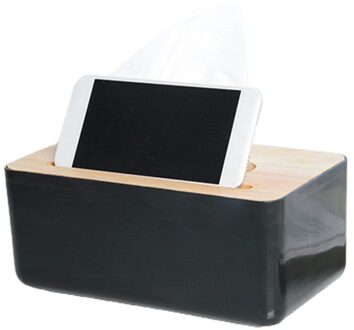 Eiken Tissue Doos Tissues Opslag Container Creatieve Mobiele Telefoon Houder Voor Thuis L9CE zwart