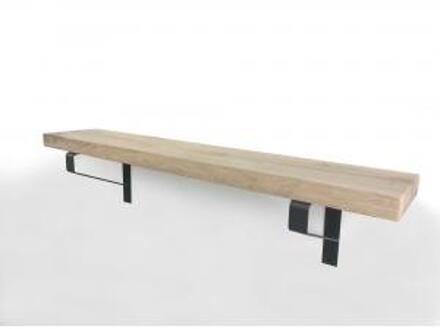 Eiken wandplank massief recht 100 cm op 20 cm diepe plankdragers