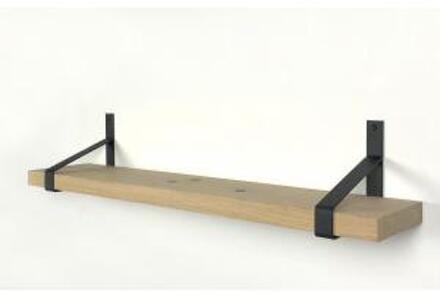 Eiken wandplank massief recht 120 x 25 cm inclusief plankdragers