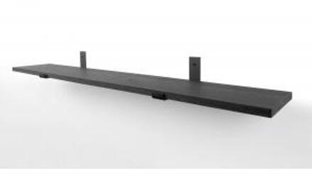 Eiken wandplank zwart 100 x 20 cm met industriele plankdragers