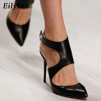 Eilyken 2020 New Design Autumn High Heels Pumps Sandals 12.5CM Fashion Pointed Toe Buckle Strap Gladiator Thin Heel Woman Shoes