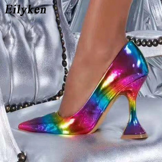 Eilyken 2020 New Spring Autumn Rainbow Color Women Pumps Cup heeled Pointed Toe High Heels Weeding Shoes Spike Heel Pumps