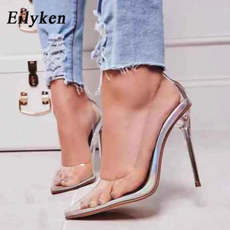 Eilyken Clear PVC Transparent Pumps Perspex Heel Stilettos High Heels Pointed Toes Womens Party Shoes Nightclub Pums 35-42