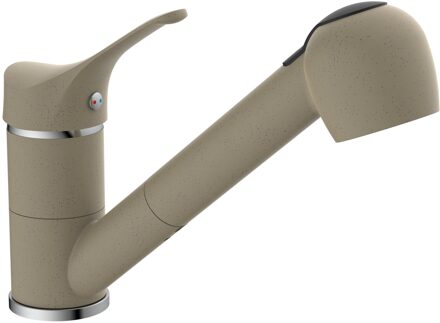 Eisl Keukenmengkraan GRANIT met uittrekbare uitloop zandkleurig