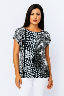 Eivormige jersey top met zwart-witte print – viscosemix - maat M