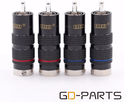 EIZZ Rhodium Plated Phosphor Bronze Male RCA Coaxial Plug Connector Adapter Copper Pin PTFE Insulator Hifi Audio Video Signal