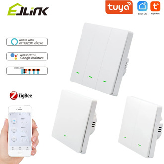 EJLINK Zigbee Push Button Switch No Neutral Wire APP Remote Control Smart Light Switches Works with Alexa Interruptor