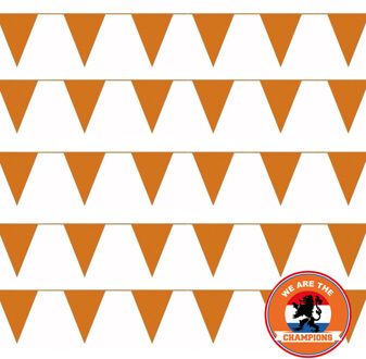 Ek/ Wk/ Koningsdag oranje versiering pakket met oa 400 meter xl oranje vlaggenlijnen/ vlaggetjes