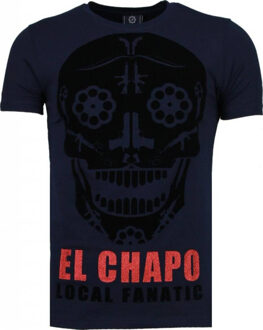 El Chapo - Flockprint T-shirt - Navy - Maten: L