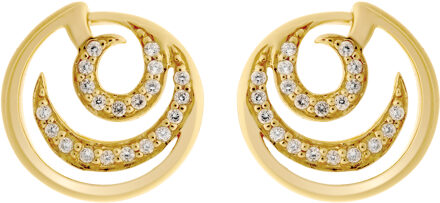 'Elaine' Dames 925 Sterling Zilver Set: Ketting-Hanger + Oorbellen - Goud SET-7084/2