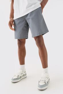 Elastic Waist Comfort Nylon Shorts, Grey - XS