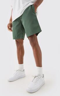 Elastic Waist Comfort Nylon Shorts, Olive - XS
