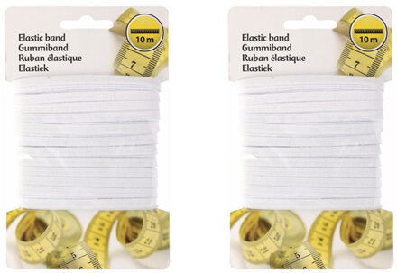 Elastiek band - 2x - 10 meter - wit - breedte 5 mm
