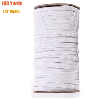 Elastiekjes Voor Naaien Maskers 1/4 Inch Breedte Gevlochten Elastiek Koord Voor Diy Crafting, 100 Yards wit