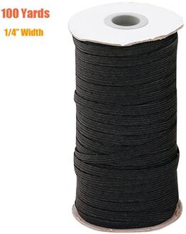 Elastiekjes Voor Naaien Maskers 1/4 Inch Breedte Gevlochten Elastiek Koord Voor Diy Crafting, 100 Yards zwart