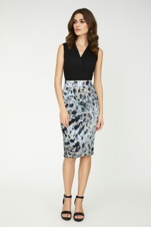 Elastische gabardine kokerrok met luipaardprint Veelkleurig - EU 42 / UK 14