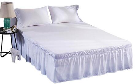 Elastische Geplooide Effen Zijden Wrap Bed 40 cm Elastische, Witte Huis, Hotel, etc Rok Thuis Mode Slaapkamer 180 x 200