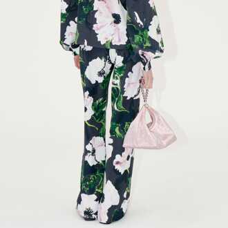 Elastische Getailleerde Lange Broek in Floral voor dames Bloemenprint