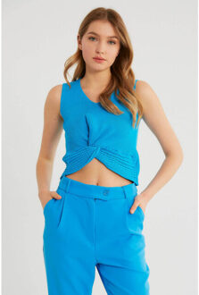 Elastische ribstof top t93564 Blauw - One size