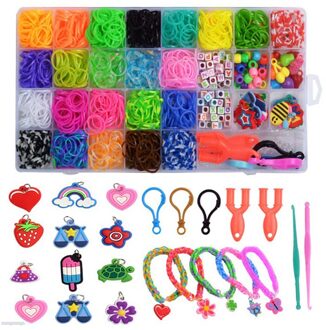 Elastische Rubber Loom Bands Diy Tool Set Weave Machine Gum Armband Handwerk Kit Meisje Kinderen Speelgoed Voor Kinderen 7 8 10 Jaar