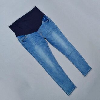 Elastische Taille 100% Katoen Moederschap Jeans Broek Voor Zwangerschap Kleding Voor Zwangere Vrouwen Legging Herfst Winter blauw / L