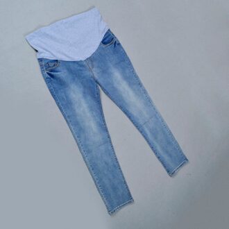 Elastische Taille 100% Katoen Moederschap Jeans Broek Voor Zwangerschap Kleding Voor Zwangere Vrouwen Legging Herfst Winter lucht blauw / L
