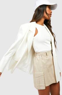 Elastische Taille Micro Mini Cargo Rok, Stone - 36