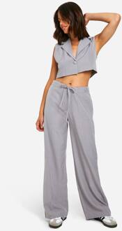 Elastische Taille, Relaxte Pasvorm, Wijde Pijpenbroek, Grey Marl - 38