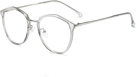 Elbru Vintage Vrouwen Optische Metalen Brilmontuur Anti-Blauw Licht Computer Eyewear Oversized Clear Brillen Bijziendheid Frame transparant grijs