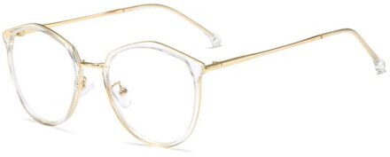 Elbru Vintage Vrouwen Optische Metalen Brilmontuur Anti-Blauw Licht Computer Eyewear Oversized Clear Brillen Bijziendheid Frame transparant