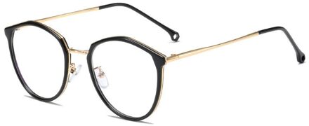 Elbru Vintage Vrouwen Optische Metalen Brilmontuur Anti-Blauw Licht Computer Eyewear Oversized Clear Brillen Bijziendheid Frame zwart goud