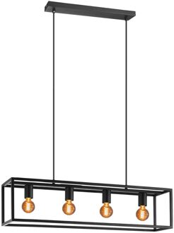 Eldrick Hanglamp - 4xE27 - 85 cm - industrieel - Staal - Zwart