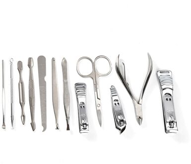 Elecool 12 In 1 Rvs Pedicure Manicure Set Nagelknipper Schaar Nail Care Nipper Cutter Cuticle Grooming Kit W/Case