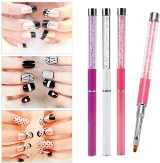 ELECOOL 3 Stks Platte Top Schilderij Borstel Set Acryl Nail Art borstel Strass Handvat UV Gel 3 Size Puntjes Potlood Nail Tool