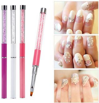 ELECOOL 3 Stks Schilderij Borstel Set Strass Handvat Acryl Carving Pen Falt Nail Tekening Borstel Nail Tool Borstels voor manicure