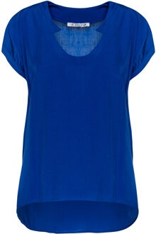 Electric Blue Cap Sleeve Top - maat S Blauw