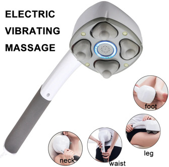 Electric Handheld Massager Four Head Machine Full Body Neck Vertebra Back Muscle Relax Vibrating Deep Tissue Massage Health Care