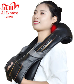 Electric Neck Roller Massager for Back Pain Shiatsu Infrared Lamp Massage Pillow GuaSha Products Body Health Care Relaxation