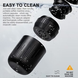 Electric Portable Coffee Maker Compatible with NS Pods and Ground Coffee 19 Bar 100W Wireless Heating Travel Espresso Coffee Maker Machine for Travel / Camping / Office / Home